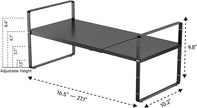 16.5-27’’L Expandable Stackable Cabinet Shelves, Adjustable Spice Rack Cabinet Shelf Organizer for Kitchen, Countertop, Pantry and Cupboard, Black