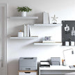 Wall Shelf Set of 4 Oak and White Honeycomb MDF with Metal Standard, Floating Shelves for Living Room Office, Invisible Mounting System, Durable Display Storage Organizer