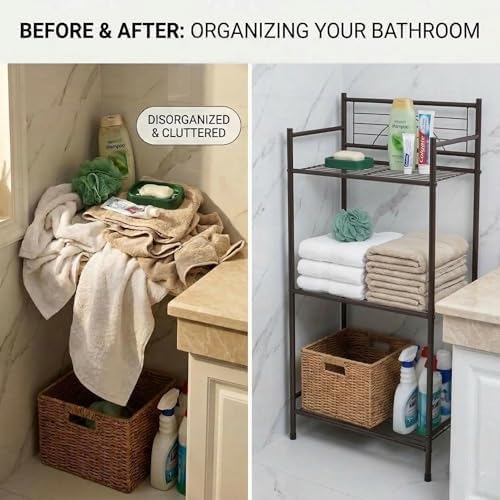Bath Bliss 3 Tier Storage Shelf | Freestanding | Dimensions: 17.3"x 10.6"x 35.8 | Free Standing | Rust Resistant | Bathroom Storage | Easy to Assemble