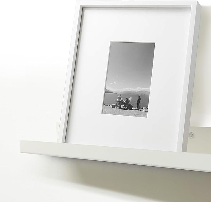 Mitus Floating Display Shelf - Wall Mounted - Modern Industrial Metal Channel Ledge White, 24 inch