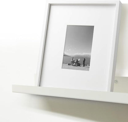 Mitus Floating Display Shelf - Wall Mounted - Modern Industrial Metal Channel Ledge White, 12 inch