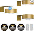 3Pack Picture Light Battery Operated Painting Lights for Wall Wireless Magnetic Display Art Light with Remote Control,Dimmable&Timer Portrait Light for Art Frame Artworking,Wall Decor Puck Lights-Gold