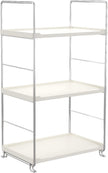 3-Tier Bathroom Countertop Organizer -Makeup Organizer -Corner Storage Shelf- Kitchen Spice Rack Standing Shelf-Great for Vanity, Bathroom, Bedroom, Kitchen (Silver & White)