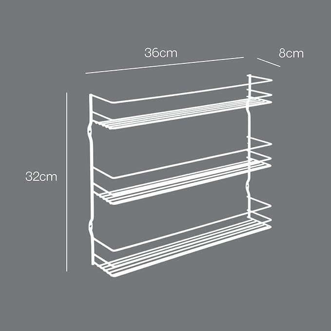 Metaltex Pepito 3-Tier Spice Rack – Wall-mounted Kitchen Storage Shelf for Seasonings and Condiments - Polytherm Lava, 36 x 8 x 32 Centimeters