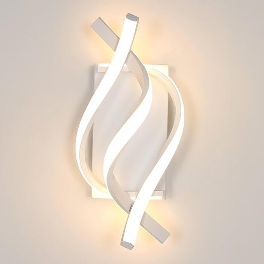 DELIPOP Modern LED Wall Sconce, 3000K Spiral Indoor Wall Light, 21W Acrylic LED Wall Lamp for Hallway Bathroom Bedroom Living Room