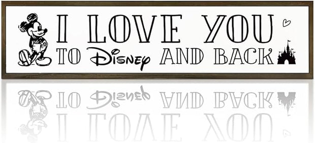 Love Sign Decor, Decorative Signs and Plaques, Wooden Box Signs for Home Decor, Master Bedroom Decors, Farmhouse Wall Decoration, Desk Decors Art, I Love You to Disney and Back Sign
