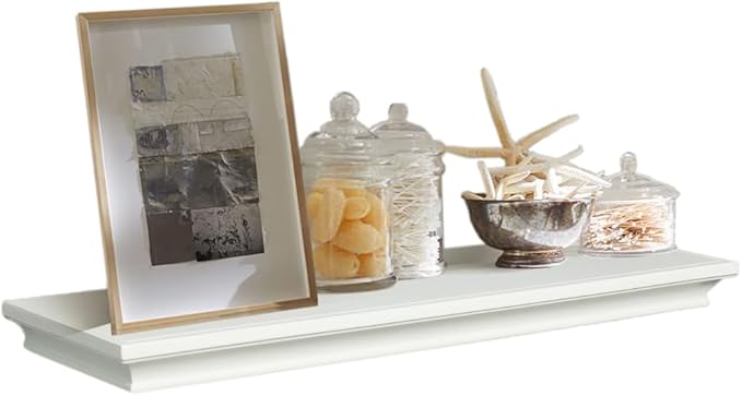 AHDECOR White Floating Shelves Wall Mounted, Deeper Wall Storage Shelf for Home Décor, Super Sturdy, Easy to Install, 24” Wide, 7.75” Deep