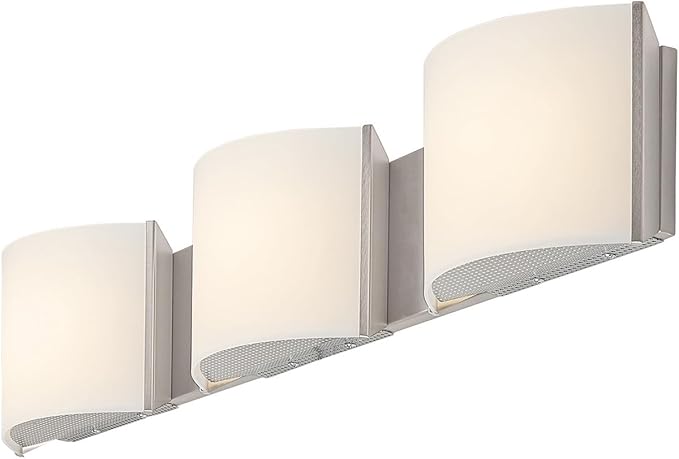 Modern LED Wall Sconce, Indoor Vanity Wall Lighting, 3-Light Bathroom Light Fixtures, Brushed Nickel for Hallway Bedroom Living Room