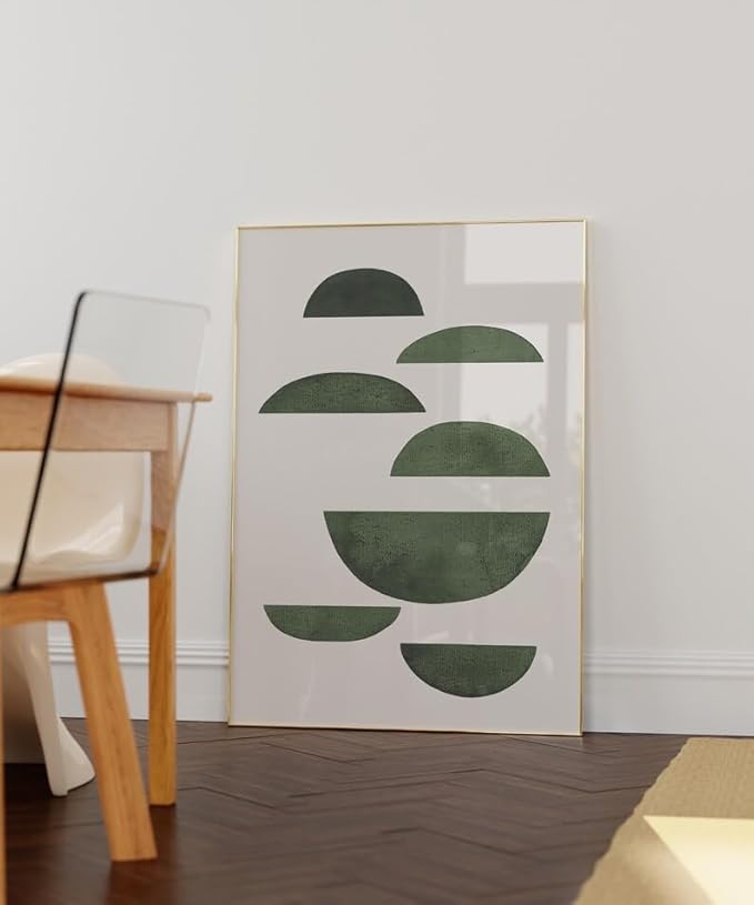Nationcog Modern Watercolor Green Beige Minimalist Art, Mid-Century Contemporary Wall Decor, Large Abstract Retro Home Accent, Handmade Gift (Unframed) (24x36)