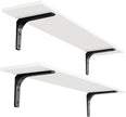DINZI LVJ Long Wall Shelves, 39.4Inch Wall Mounted Shelves Set of 2, Extra Large Floating Storage Ledges with Sturdy Metal Brackets for Living Room, Bathroom, Bedroom, Kitchen, White
