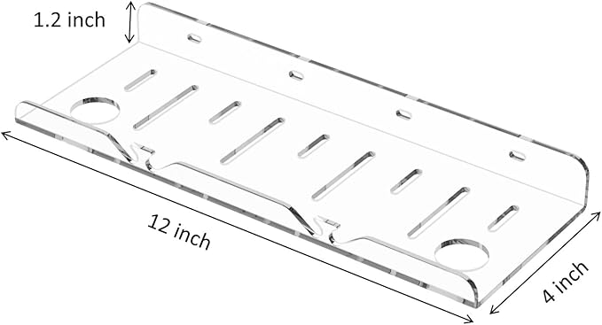 Acrylic Floating Shelves, 2 Pack, 12 inch, Adhesive Bathroom Shelves, Rental Friendly Wall Shelf No Drill Shelf, Wall Organizer for Perfume, Cosmetics, Skincare, Home Decor