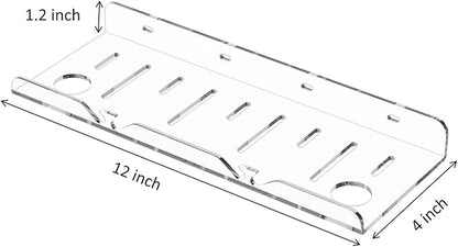Acrylic Floating Shelves, 2 Pack, 12 inch, Adhesive Bathroom Shelves, Rental Friendly Wall Shelf No Drill Shelf, Wall Organizer for Perfume, Cosmetics, Skincare, Home Decor