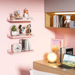 Small Floating Shelf, 6X9 Inches Farmhouse Wall Shelves for Living Room, Bedroom, Picture Frames, Plants, Kitchen, Set of 3 (Pink and White)