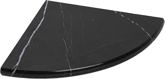 Black Marble Corner Shower Shelf, 9 Inch Carrara White Marble Corner Shelf for Bathroom Shower Decor, Wall Mounted, Polished, 1 Pcs