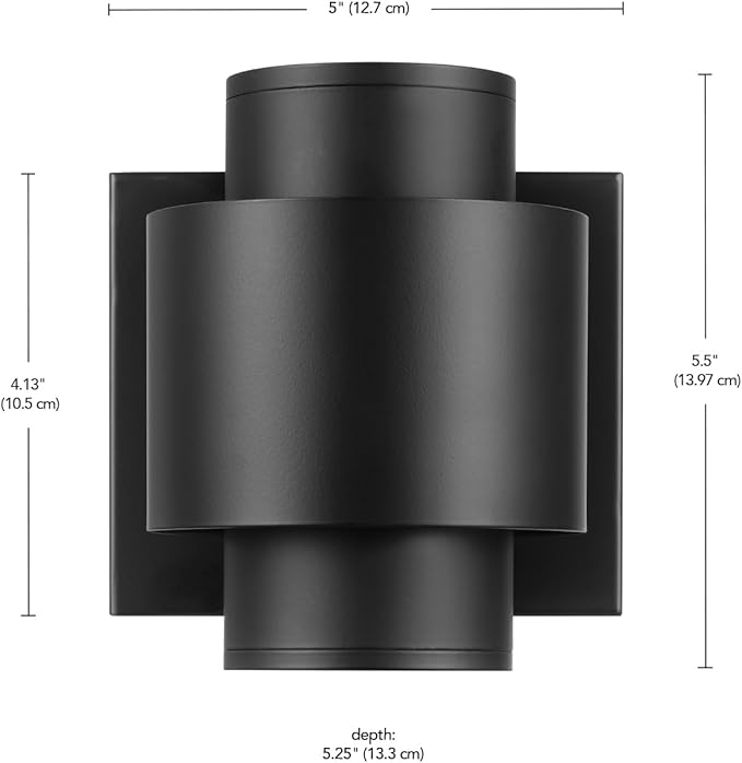 GLOBE Electric 60000126 LED Integrated 15-Watt Outdoor Wall Sconce, Matte Black, Up/Down Light Direction, 700 Lumens, 2700 Kelvin, 90 CRI, Dimmable
