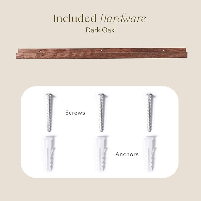 Opposite Wall 35 in Dark Oak Wood Wall Mounted Floating Picture Ledge Shelf | Minimalist, Ideal for Bedroom, Kitchen, Bathroom, Office, Easy Installation, Mounting Hardware Included
