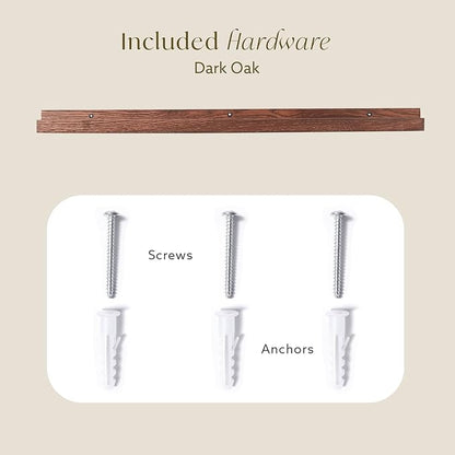 Opposite Wall 35 in Dark Oak Wood Wall Mounted Floating Picture Ledge Shelf | Minimalist, Ideal for Bedroom, Kitchen, Bathroom, Office, Easy Installation, Mounting Hardware Included