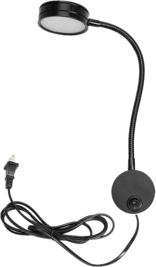 Onerbuy Youngine 5W Plug Wired Flexible Gooseneck Wall Sconce Reading Lamp Art Works Show Accent Light Wall Mount Spot Lamp Fixture with On/Off Switch (Round Black-Warm White)