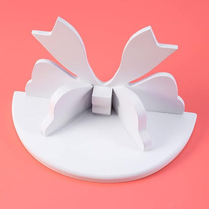 DOITOOL Wooden Floating Shelf Wall Mounted Nordic Style Butterfly Semicircle Storage Shelf for Wall for Bathroom Bedroom Kitchen Living Room (White)