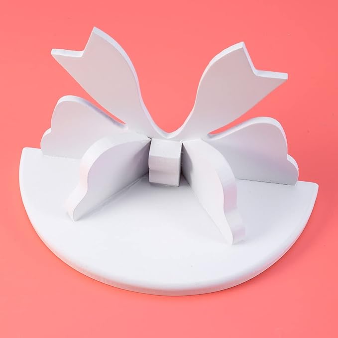 DOITOOL Wooden Floating Shelf Wall Mounted Nordic Style Butterfly Semicircle Storage Shelf for Wall for Bathroom Bedroom Kitchen Living Room (White)