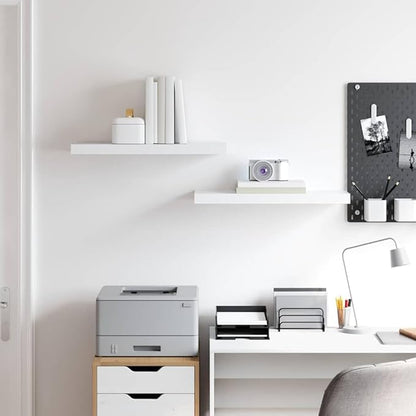 White Honeycomb Floating Wall Shelf Set of 2, MDF and Metal Modern Minimalist Shelves for Home Office Storage and Display