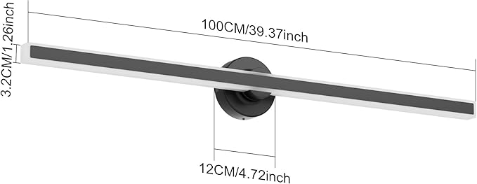 Modern Black Vanity Light, 39.37 inch 5 Colors Wall Sconce Dimmable, LED Bathroom Light Fixtures for Mirror