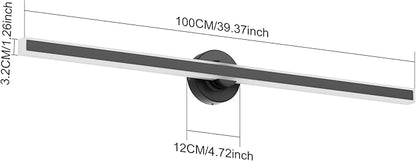 Modern Black Vanity Light, 39.37 inch 5 Colors Wall Sconce Dimmable, LED Bathroom Light Fixtures for Mirror