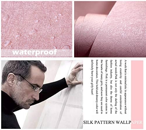 MelunMer Pink Peel and Stick Wallpaper 118In L 15.7In W Self Adhesive Removable Wallpaper for Bathroom/Bedroom Modern Contact Paper Silk Textured Pink Contact Paper for Cabinets Shelf Waterproof