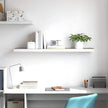 Floating Wall Shelf Oak White Honeycomb MDF Metal Medium Modern Invisible Mounting System for Books and Decor