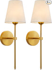 Wall Sconces Sets of 2, Retro Industrial Wall Lamps, Bathroom Vanity Sconces Wall Lighting with White Fabric Shade, Suitable for Bedroom Living Room Corridor Kitchen