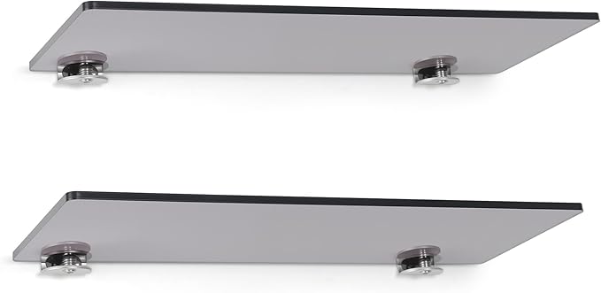 iobiotio Small Floating Shelves, 12 x 4'' Shelves for Wall, Decorative Floating Shelves for Home Office, Wall Mounted Rack, Clear Black, 2 Pcs