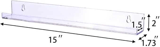 Sooyee 6 Pack Acrylic Shelves - 15 Inch Floating Bookshelf for Kids Room, Picture Ledge Shelves, Funko Pop Toy Storage - Clear