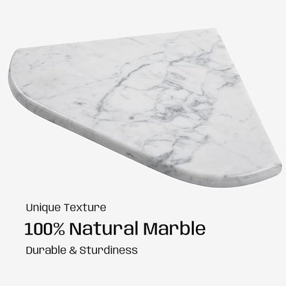 Marble Corner Shower Shelf, 8 Inch Carrara White Marble Corner Shelf for Bathroom Shower Decor, Wall Mounted, Polished, 1 Pc
