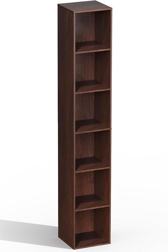 6 Cube Storage Organizer, 6 Tier Cube Low Bookcase Freestanding Storage Display Organizer, Three-Cubes Open Shelf Bookshelf for Home Office (Dark Brown,Black Walnut, 6-Cube)