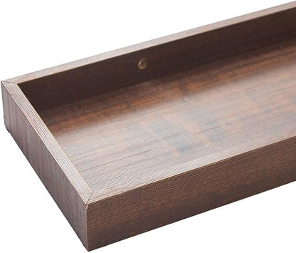 Floating Shelves for Wall, Wooden Wall Shelves for Bedroom Living Room Kitchen, Modern and Rustic Bathroom Shelves with Raised Lip, Decor Floating Shelf for Storage (Walnut-Like,2 Set,23.6 in)