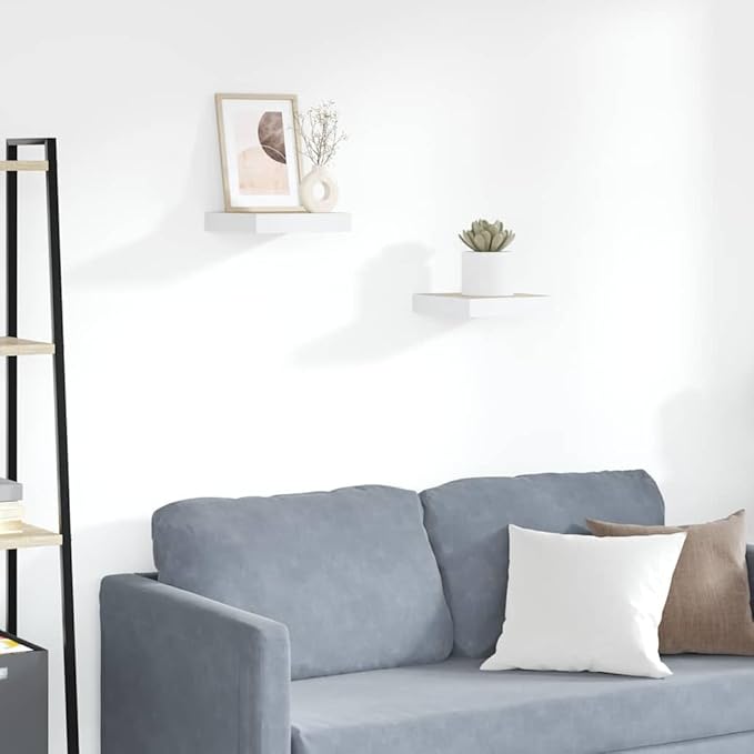 Floating Wall Shelf Set of 2 Oak and White Honeycomb MDF with Metal Brackets, Modern Matte Finish Storage for Living Room Office, Invisible Mounting System, Durable Space