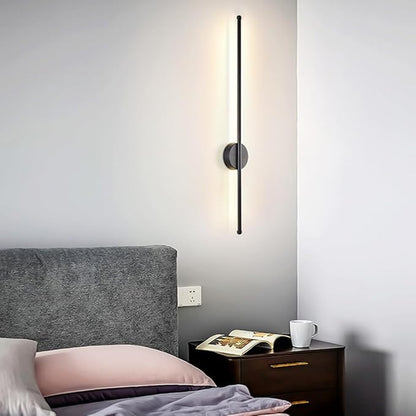 Nordic LED Linear Wall Sconce - Minimalist Aluminum Light for Living Room, Bedroom, and More(Black,80cm)