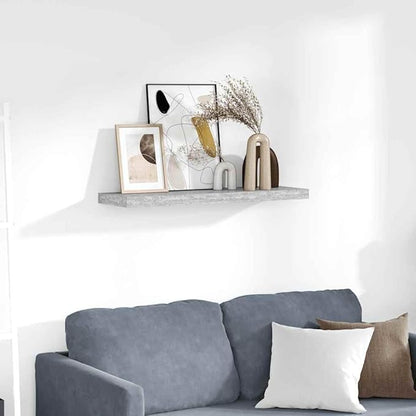 Concrete Grey Floating Wall Shelf with Honeycomb MDF and Metal Frame, 31.5 x 9.3 x 1.5 Inches, Modern Minimalist Shelf for Home Office Decor, Invisible Mounting, Sturdy