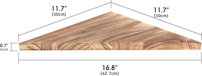 Wall Mounted Rustic Wood Straight Edge Corner Shelf Storage Rack, Bookcase, Floating Shelves Home Decor for Bedroom, Living Room, Office and Kitchen, Set of 3 (Straight Edge)
