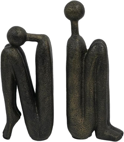 Thinker Decorative Bookends for Shelves, 1 Pair Heavy-Duty Book Ends Holder, Resin Book Stopper for Office Home Living Room Decor