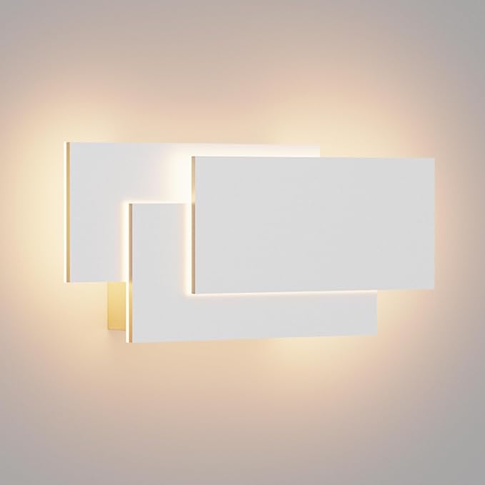 Ralbay 36W LED Modern Wall Sconce Matte White Aluminum Minimalist Indoor Wall Lamp for Bedroom & Hallway, 2700-3000K Warm White, Hardwired Non-Dimmable