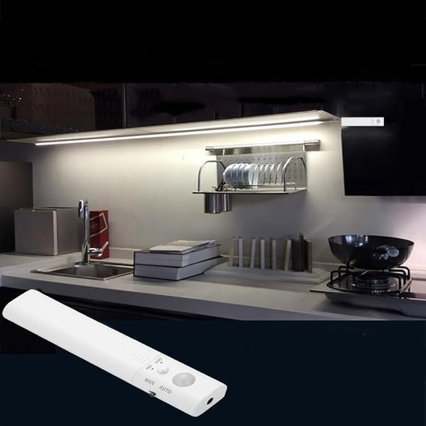 Motion Sensor Light Indoor, Closet Light Motion Sensored, Battery Operated Cabinet Led Strip Lights, 4000K White Under Cabinet Lighting, Led Lights for Bedroom, Kitchen, Stair, Shelf (3.2FT)
