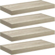 Wall Shelf Set of 4 Oak Honeycomb MDF Floating Shelves with Invisible Mounting System, Modern Metal Brackets for Living Room Bedroom Display Storage Organizer