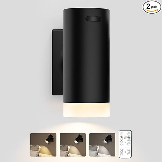 Battery Operated Wall Sconce CCT Dimmable Wireless Reading Light, Rechargeable LED Wall Light with Magnet Ball, Picture Wall Light Decor for Reading Bedroom Bedside