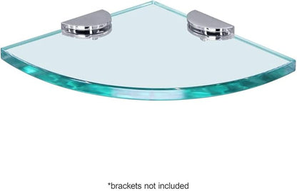 Dulles Glass 16" x 16" Quarter Round Floating Glass Shelf - Shelf Only - Tempered - 3/8" Thick - Flat Polished Glass