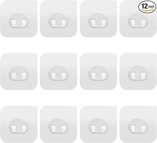 Lsnisni 12 Pack Clear Plastic Shower Caddy Adhesive Hooks, Strong Adhesive, Waterproof, No Drilling, 12 Count, Modern Style, Suitable for Bathroom and Kitchen