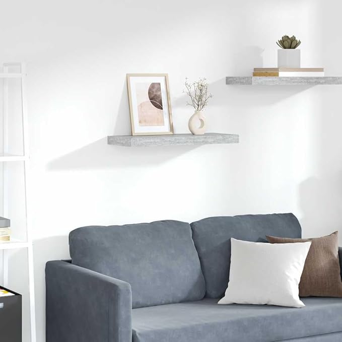 Concrete Grey Honeycomb MDF and Metal Wall Shelf, Modern Floating Shelf for Living Room and Home Office, 4-Piece Set for Stylish Storage and Display