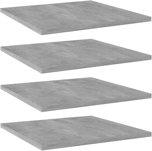 Set of 4 Floating Shelves 15.7 Inch Square Wall Mounted Shelving Boards for Home Decor Display Modern Concrete Grey Engineered Wood Storage Organizers