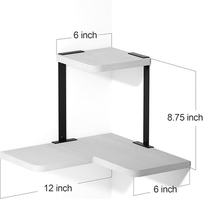 SRIWATANA Corner Shelf, Rustic Wood Wall Shelf Wall Mounted for Bedroom, Living Room, Kitchen, White