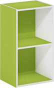 Furinno PASIR Book Shelf, 2-Tier Modern Bookshelf, Open Shelves Bookcase 9 x 12 x 21, for Living Room, Bedroom, Home Office, Green/White
